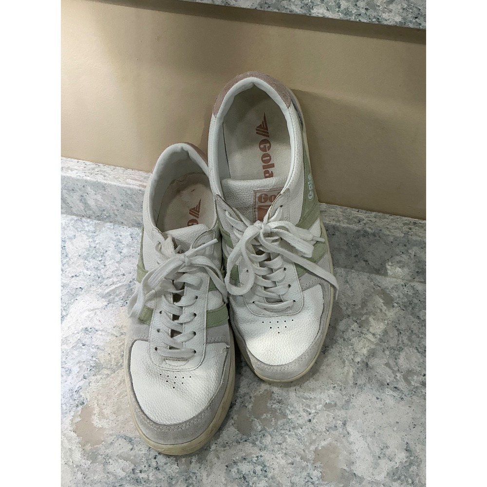 Gola Sneakers Grandslam Trident Size 9 White Sage Green Suedeโ Leather CLA415
